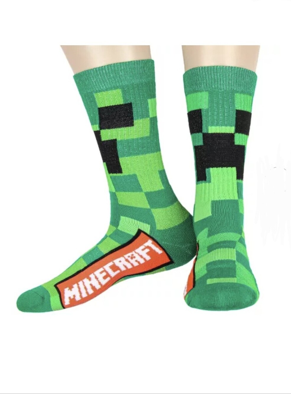 Novelty Minecraft Creeper Cubed Crew Socks Men's Sz 8-12 Gift Academia Gamer NWT